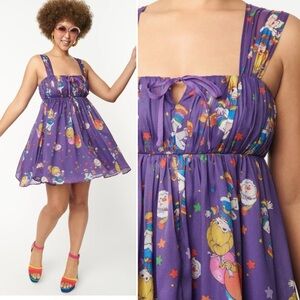 Rainbow Brite x Unique Vintage Rainbow Night Print Babydoll Dress Halloween